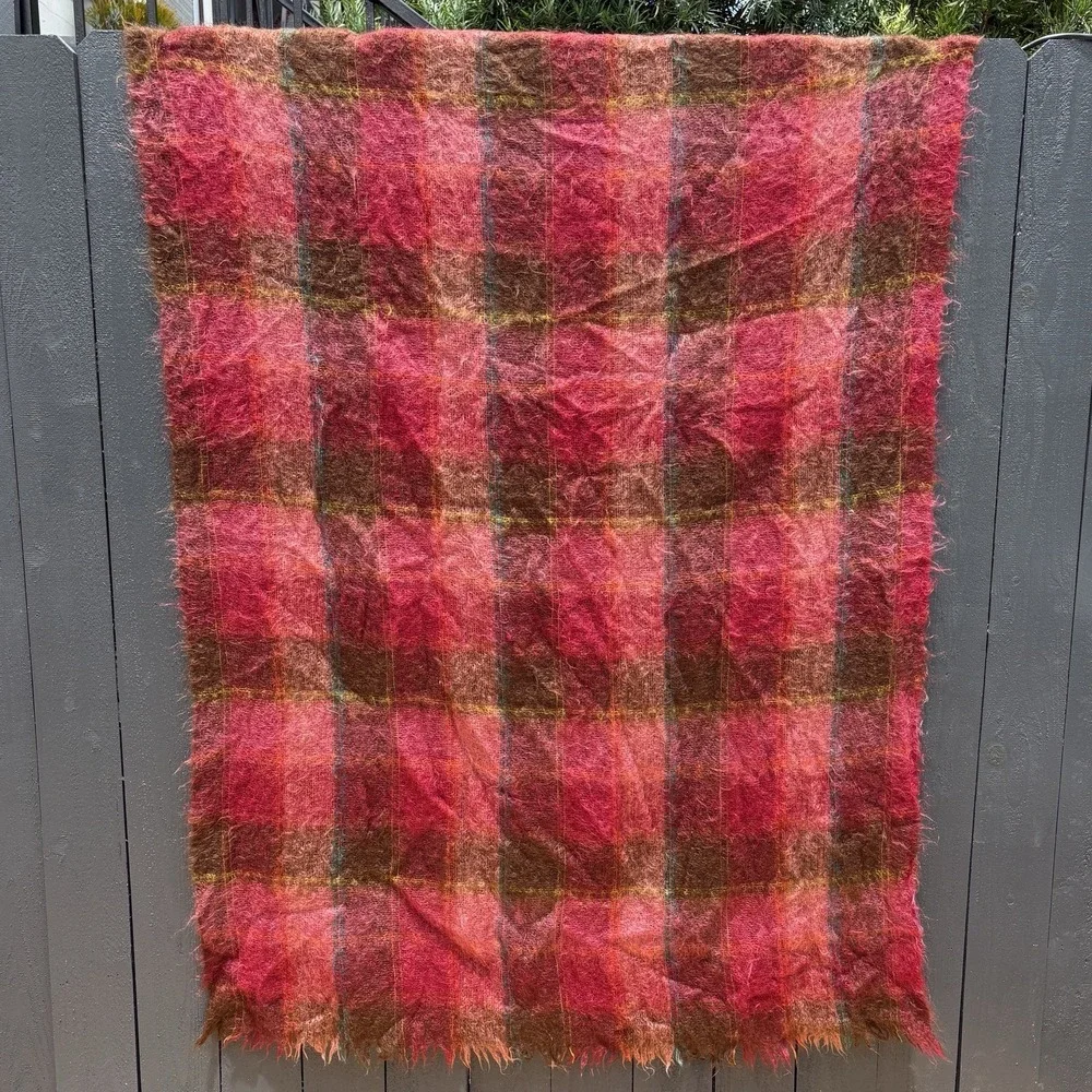 Whitley Willows Leisure Rug Plaid Mohair Wool Throw Blanket Tartan 100X68 Soft